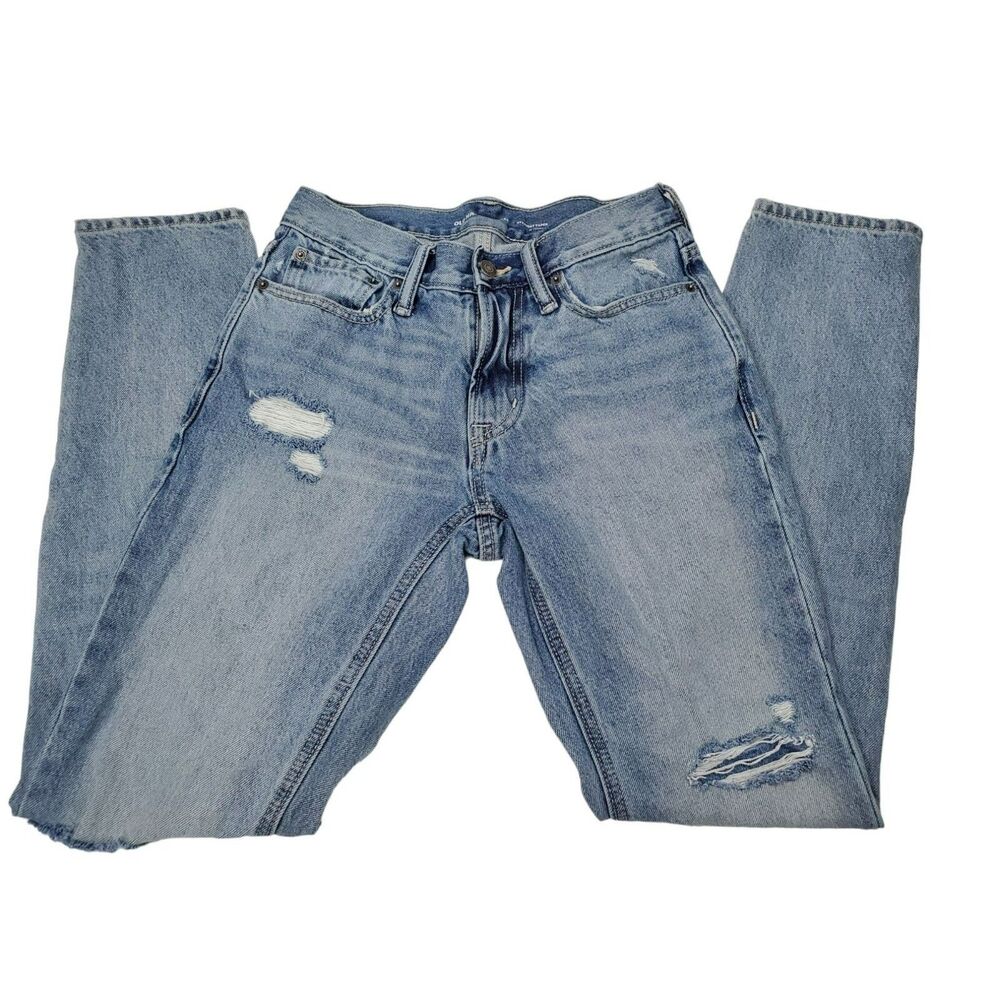 Old Navy Straight Taper Built in Tough Mens 28x32 Distressed‎ Bue Jeans